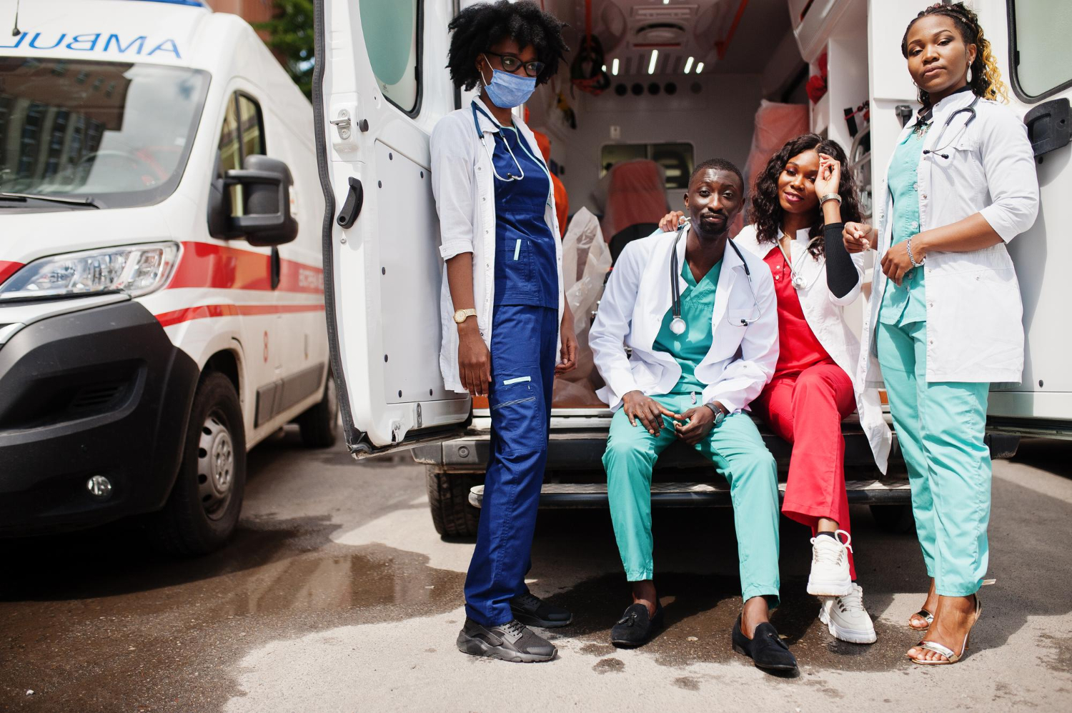 group-african-paramedic-ambulance-emergency-crew-doctors